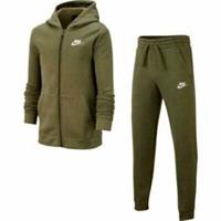 JUNIORS NIKE HOODED GRAPHIC OLIVE GREEN FULL TRACKSUIT CJ4342-325