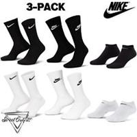 Nike Dri-FIT Ankle Crew Socks Everyday Max Cushioned No Show 3-Pairs Dry Fit - XL Regular