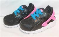 INFANTS NIKE HUARACHE RUN BLACK PINK TRAINERS 704952-004