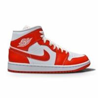 Womens Nike Air Jordan 1 Mid  BQ6472 116 White Habanero Red White