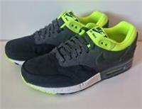MENS NIKE AIR MAX 1 PREMIUM BLACK ANTHRACITE & VOLT TRAINER 512033 002