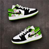 Nike Air Jordan 1 Low SE GS Floral Green Embroidery DQ8389-100 UK3 EUR35.5 TN
