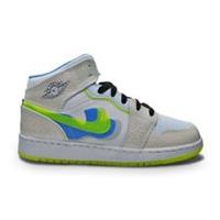 Juniors Nike Air Jordan 1 Mid SE - DV1314 017 - Platinum Tint Volt Blue Tint