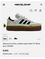 Adidas Ivy Park Trainers White Leather Black Trim Chunky Gum Sole Size 5.5 NEW!
