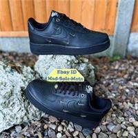 Wmns Nike Air Force 1 07 LX AF1 Black Silver Mini Swoosh HQ1180-001 UK6 EUR40 TN