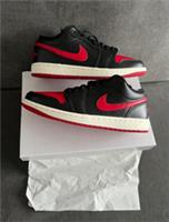 Nike Air Jordan 1 Low Bred Sail Black Red Womens Trainers - Size UK 5.5 EUR 39