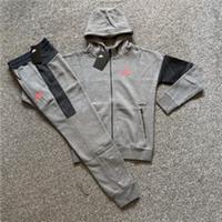 Nike Air Boys NSW Full Tracksuit Set Contrast Zip Hoodie Joggers Grey RRP £86 - S (8-10 Years) Regular