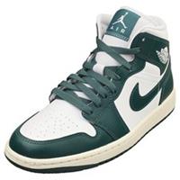 Nike Air Jordan 1 Mid Womens Fashion Trainers in White Green - 8.5 UK