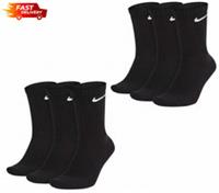 MENS/WOMENS NIKE CREW SOCKS 3/6 PAIR PACK - CREW SPORTS BLACK - 38-42/5-8 (M)- 6 PAIR PACK Regular