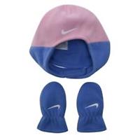 BNWT Nike Baby Hat And Mittens Set Infant Pink Blue Fleece