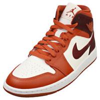 Nike Air Jordan 1 Mid Womens Fashion Trainers in White Brown - 3.5 UK