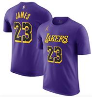 Nike Los Angeles Lakers NBA Statement Lebron James #23 T-Shirt / Purple / £33 - M Regular