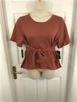 BNWT Nike Short Sleeve Rust Wrap Around Top T-Shirt XL UK 20 22