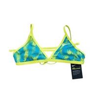 Nike HydroStrong Blue Green Printed Tie Back Bikini Top - Size M 12 14 NEW - M Regular