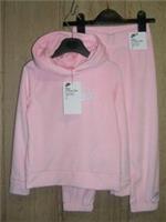Nike Girls New Pink Jersey Velour Tracksuit Jogging Suit Hooded Age 3-4 104cm