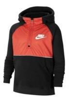 Nike Fleece Pullover Hoodie Jacket Kids Medium 10-12yrs New Black Red Half Zip