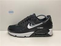Mens Nike Air Max 90 Leather Black White Spray Paint Double Swoosh FD0657 001