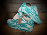 Nike Air Max 90/Custom Painted/White-Turquoise/Essential/ID/Force 1/Mens/Womens