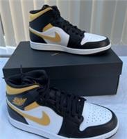 Nike Air Jordan 1 Mid White Pollen Black - Gold 554724-177 - Uk 8.5 Us 9.5 Eu 43