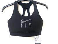 Nike Swoosh Sports Bra Black Workout Gym Running Top Womans UK 8-10 Small RRP£50 - S Regular