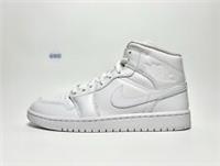 Nike Air Jordan 1 Mid Triple White Leather OG Retro Trainers Various Sizes
