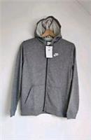 NIKE BOYS UK SIZE XL GREY FULL ZIP HOODED TRACKSUIT TOP JACKET