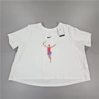NIKE Womens T Shirt White XL Dri Fit ADV Tennis Tee Loose Fit Short Sleeves - XL Regular