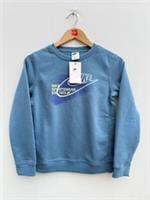 Nike Youth Graphic Print Sweatshirt Logo Long Sleeve Blue HM4336 Kids Medium