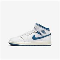 NIKE Air Jordan 1 Mid SE GS Grey Industrial Blue - FN7432-141