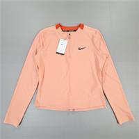NIKE Court Womens Tennis Top Coral Pink Medium Half Zip Long Sleeves FD5676 606 - M Regular