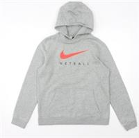 Nike Girls Grey XL Pullover Hoodie with Logo and Pocket