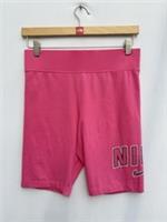 Nike Varsity Biker Shorts Hot Pink Spellout Leg Cotton Gym Blend Womens Medium - M Regular
