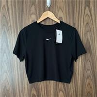 Nike Black Swoosh Logo Essential Crew Neck Short Sleeve Crop T-shirt Top L NEW - L Regular
