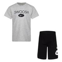 Nike Swoosh boys t-shirt and shorts set grey and black age 5-6 Years RRP &pound;46