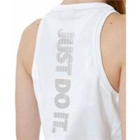 WOMENS NIKE GYM CROP TOP WHITE JUST DO IT HOLOGRAM ON BACK COTTON NEW 13.99 - M Regular