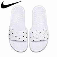 Nike Benassi Slides Sandals White/White-Midnight Navy CJ9456 100 Women's UK 5.5