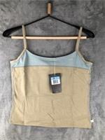 Nike Vest Tank Top Womens UK Medium Beige Blue Sleeveless T Shirt Stretchy BNWT - M Regular