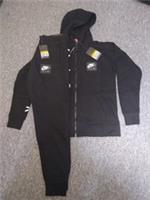 NIKE AIR MENS LOGO BLACK FULL HOODED TRACKSUIT HOODY JOGGERS PANTS ALL SIZES - L Regular