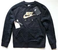 NIKE AIR SPORTSWEAR METALLIC FLEECE PULLOVER SWEATSHIRT BLACK BV2703-010 GIRLS M