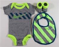 NIKE LOGO 3 PIECE INFANT SET OUTFIT DJ4457-063 - BABY GIRL BOY 0-6-12 MONTHS