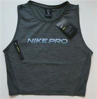 NIKE PRO DRI FIT TRAINING SLIM FIT CROP TANK TOP - GREY CJ3697-068 - WOMEN L - L Regular