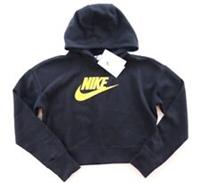 NIKE SPORTSWEAR CLUB PULLOVER CROPPED HOODIE - BLACK DC7210-011 - KIDS GIRLS L