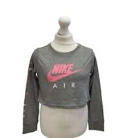 Nike Sports Crop Top BNWT Grey Long Sleeve Girls Size XS BB30