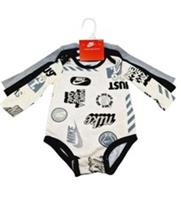 Nike 3 Pack Black Grey Cream Baby 9M Bodysuits