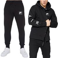 NIKE AIR 886044 Mens Tracksuits Fleece Club Zip Arm Print Hoodie and Joggers - M Regular