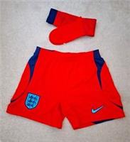 Nike Boys Red Navy 3 Lions Football Shorts And Long Socks Age 116cm/122cm New