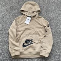 Boys Nike Beige & Black Spellout Logo Fleece Hoodie - Size 8-9 Years