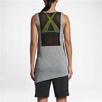 NIKE BREATHE DRI FIT ASYMMETRICAL TRAINING TANK TOP - GREY 831259-091 WOMEN XS - XS Regular