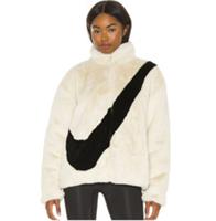 NIKE SPORTSWEAR SWOOSH FAUX FUR JACKET FOSSIL CU6558-238 - WOMEN XS S M L - XS Regular