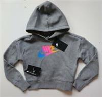 NIKE SPORTSWEAR FLEECE LOGO CROPPED PULLOVER HOODIE CV9587-091 - KIDS GIRLS XS S